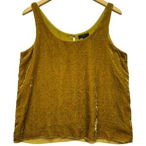 J. Crew Womens Velvet Tank Top Neck Key Hole Back Size 10 Mustard Sleeveless